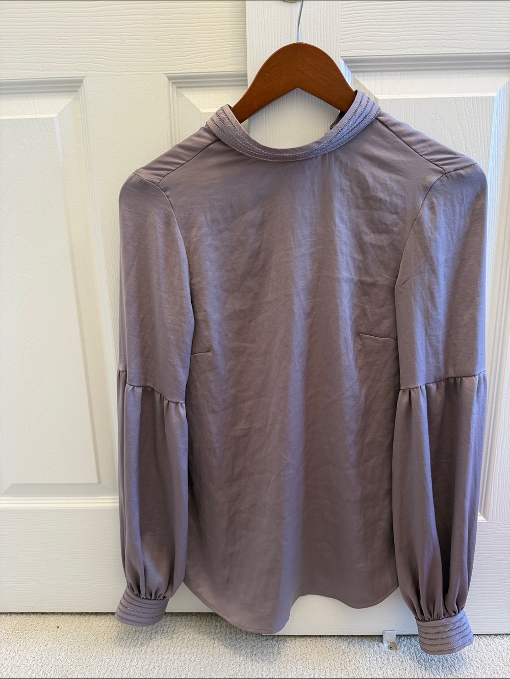 H&M Lavender Long-Sleeve Puff-Sleeve Blouse